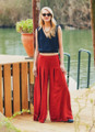 Plated Palazzo Pants Orange