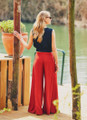 Plated Palazzo Pants Orange