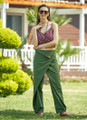 Green Cotton Wrap Pants