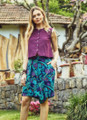 Tropical Print Asymmetrical Short Skirt Pants