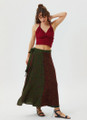 Green Patchwork Maxi Wrap Skirt