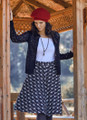 Printed A Line Midi Skirt Black