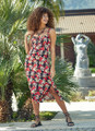 Boho Style Printed Red Fit and Flare Dress