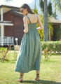 Elastic Strap Printed Green Bohemian Dress