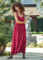 Elastic Strap Printed Red Bohemian Dress
