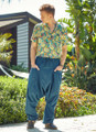 Men's Blue Drop Crotch Boho Hippie Pants