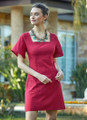 Half Sleeve Red Cotton Boho Dress