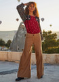 Side Pleated Light Brown Palazzo Pants for Women