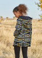 Geometric Patterned Women's Sweatshirt with Kangaroo Pocket Yellow-Black