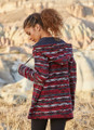 Ethnic Patterned Women's Sweatshirt with Kangaroo Pocket Red-Gray-Black