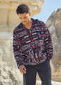 Ethnic Patterned Men's Sweatshirt with Kangaroo Pocket Black-White-Red