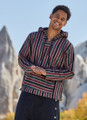 Striped Men's Sweatshirt with Kangaroo Pocket Red-Black-Beige
