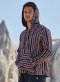 Striped Men's Sweatshirt with Kangaroo Pocket Red-Black-Beige