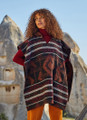 Ethnic Patterned Women's Poncho in Brown
