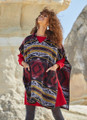 Ethnic Patterned Women's Poncho in Red