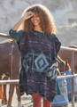 Ethnic Patterned Women's Poncho in Purple