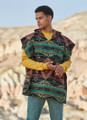 Ethnic Patterned Men's Poncho in Green