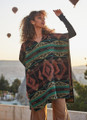 Ethnic Patterned Women's Poncho in Green