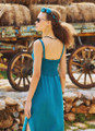 Boho Style Petrol Blue Fit and Flare Dress