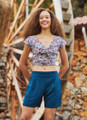 Printed Beige Bohemian Crop Top