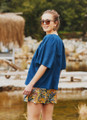 Half Sleeve Loose Fit Blue Boho Blouse