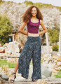 Printed Petrol Blue Hippie Tie Pants