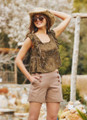 Special Button Closure Beige Boho Shorts
