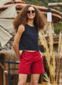 Special Button Closure Red Boho Shorts