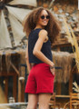 Special Button Closure Red Boho Shorts