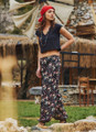 Elastic Ankle Floral Black Summer Harem Pants for Women