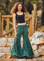Elastic Waist Peacock Print Boho Palazzo Pants