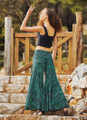 Elastic Waist Peacock Print Boho Palazzo Pants