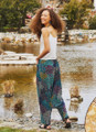 Printed Petrol Blue Boho Drop Crotch Pants for Women