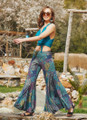 Elastic Waist Peacock Print Boho Palazzo Pants