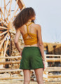 Special Button Closure Green Boho Shorts