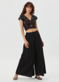 Wide Leg Pleated Women's Black Boho Pants