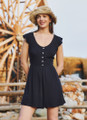 U Neck Black Boho Short Jumpsuit