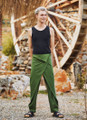 Green Cotton Wrap Pants for Men