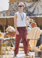 Brown Cotton Wrap Pants for Men