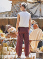 Brown Cotton Wrap Pants for Men