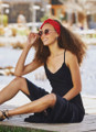 Tie Back Elegant Midi Black Summer Dress