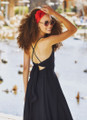 Tie Back Elegant Midi Black Summer Dress