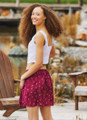 Printed Maroon Cute Mini Skirt
