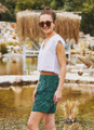 Boho Style Women's Printed Green Summer Shorts