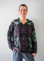 Ethnic Patterned Men's Sweatshirt with Kangaroo Pocket Purple-Black