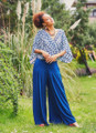 Plated Boho Palazzo Pants in Dark Blue