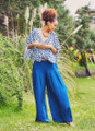 Plated Boho Palazzo Pants in Dark Blue
