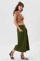 Wide Leg Three Quarter Pants in Green