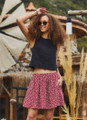 Printed Red Cute Mini Skirt