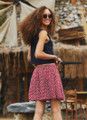 Printed Red Cute Mini Skirt